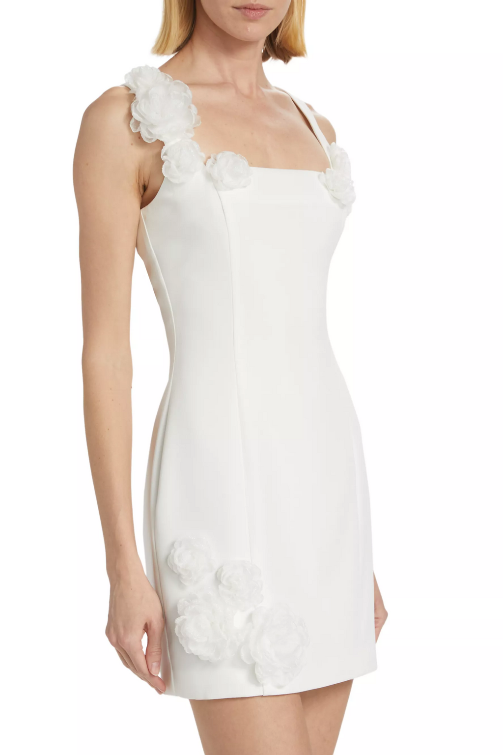 Flowering Girl Women Dilanne Floral Appliqué Mini Dress - White