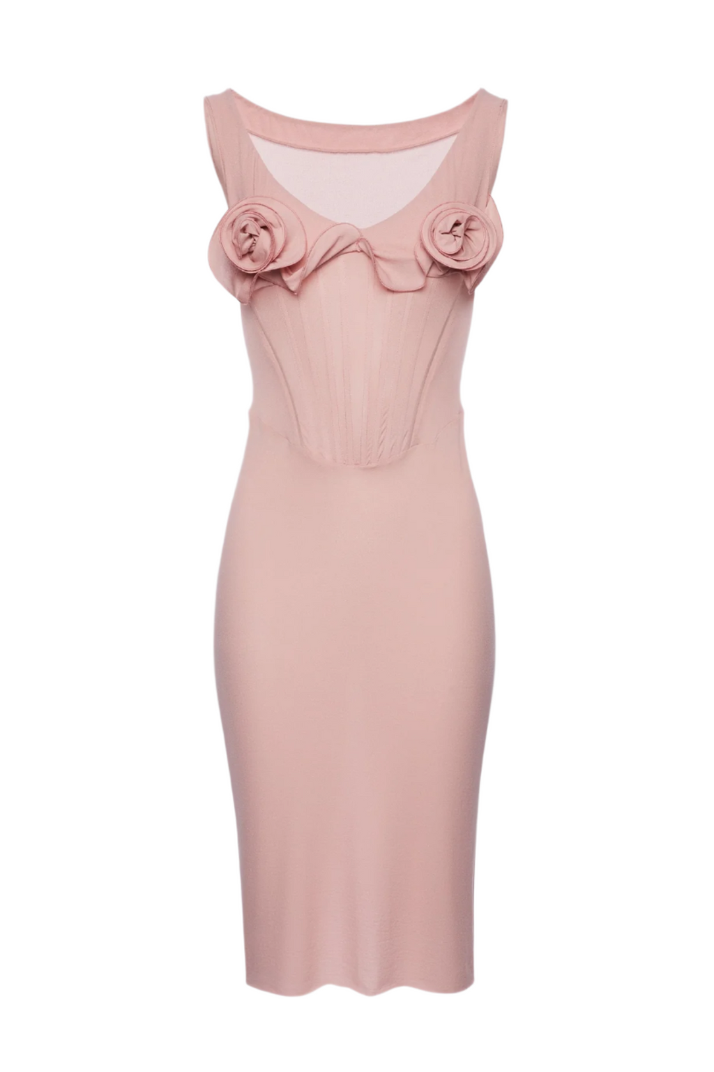 Flowering Girl Women Dinella Floral Appliqué Corset Midi Dress - Pink