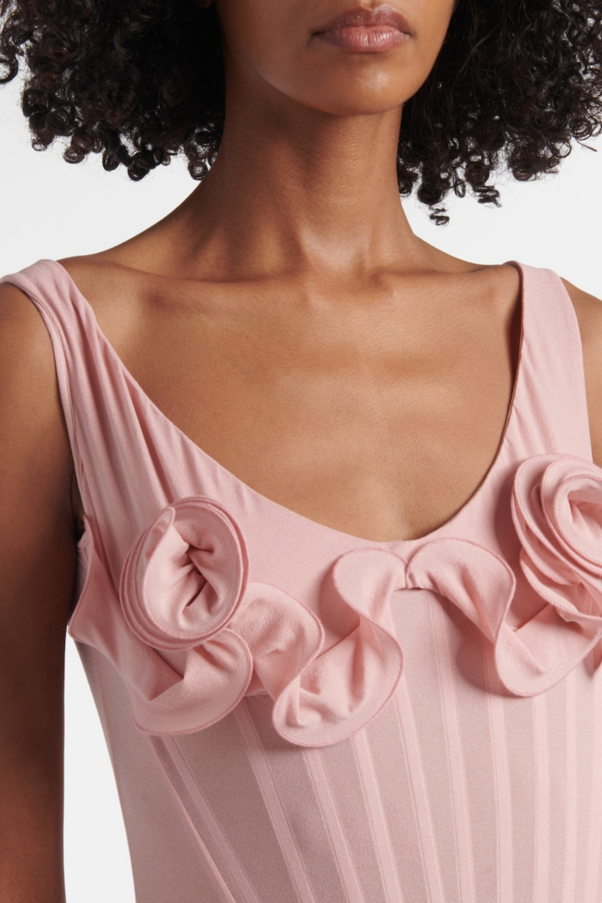 Flowering Girl Women Dinella Floral Appliqué Corset Midi Dress in Pink