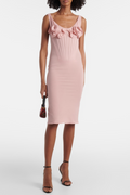Flowering Girl Women Dinella Floral Appliqué Corset Midi Dress - Pink