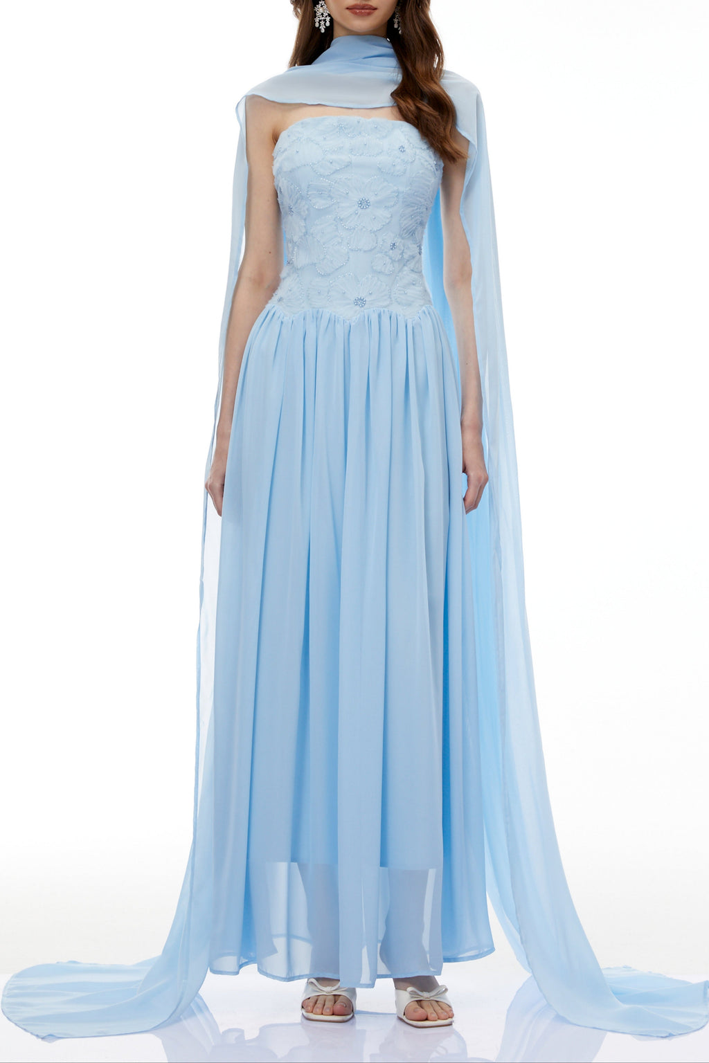 rebecca blue Floral Embroidered Pleated Maxi Dress