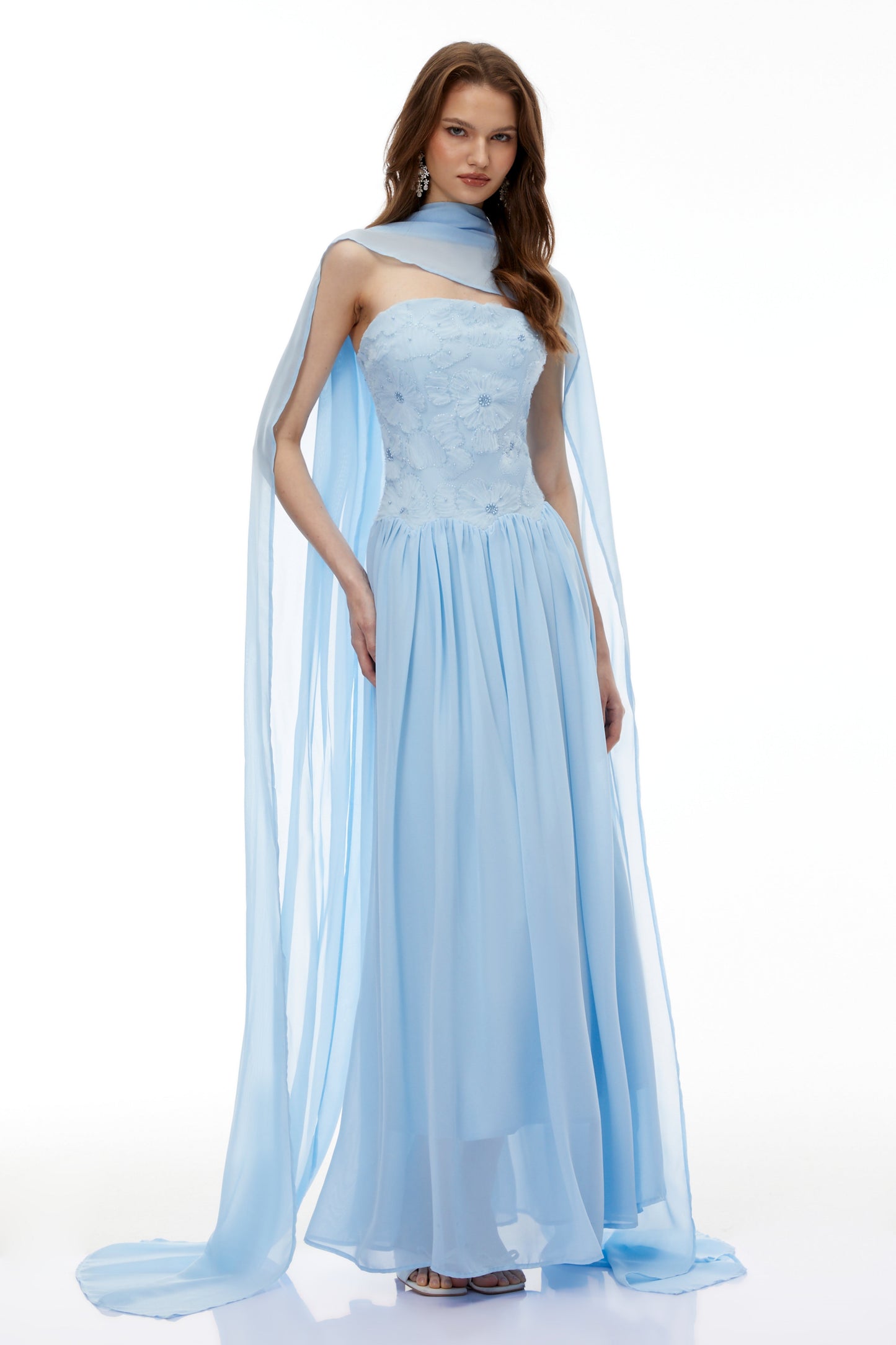 rebecca blue Floral Embroidered Pleated Maxi Dress