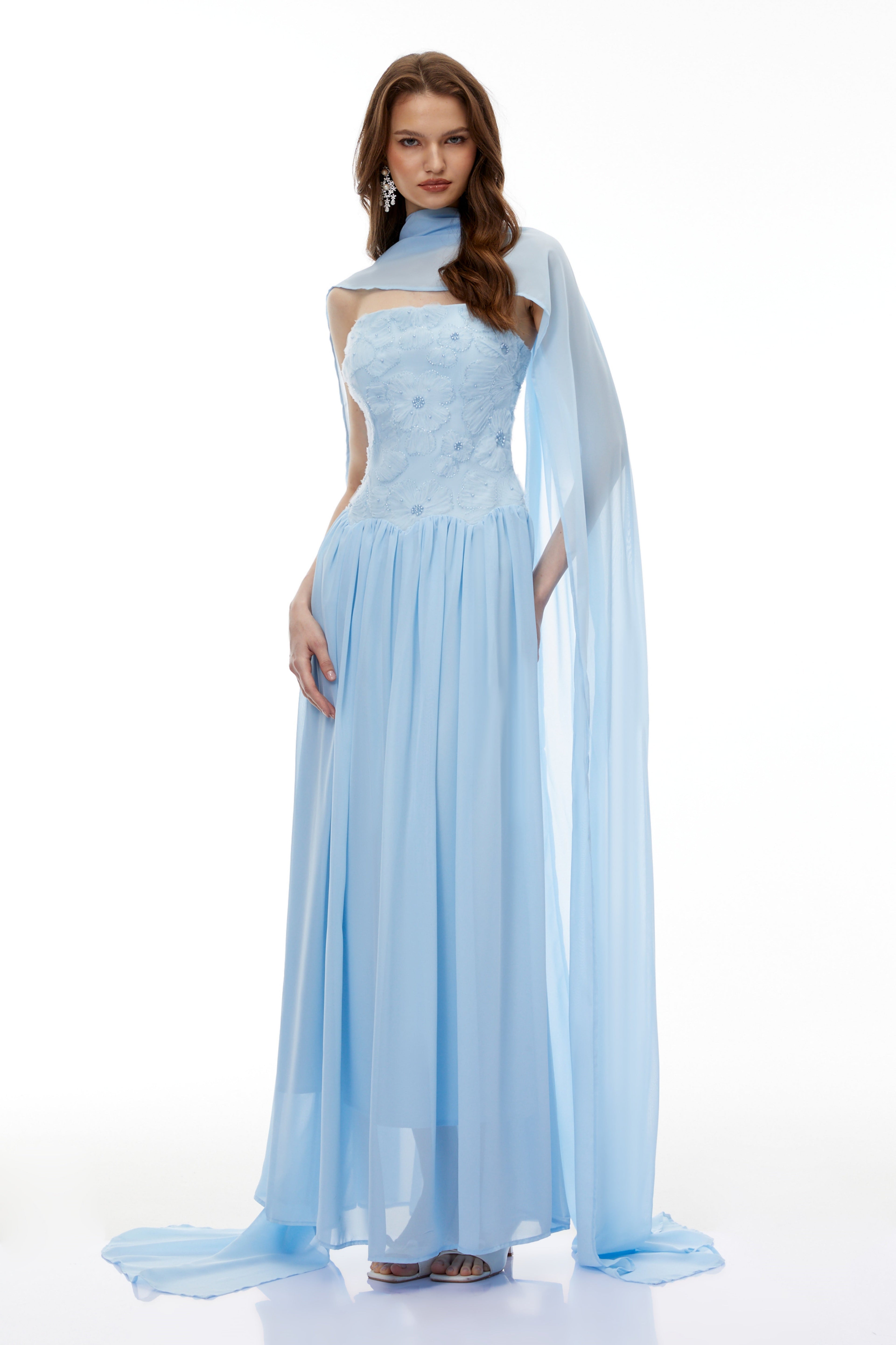 rebecca blue Floral Embroidered Pleated Maxi Dress