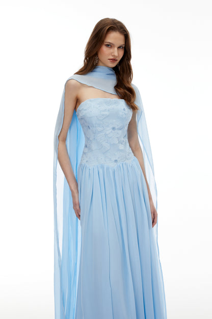 rebecca blue Floral Embroidered Pleated Maxi Dress