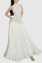 Flowering Girl Women Dodiya Wavy-Pattern Sleeveless Lace Maxi Dress