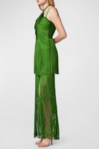Flowering Girl Women Doly Halter Fringed Maxi Bandage Dress - Green