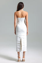 Flowering Girl Women Doro Flower Pleated Strapless Dress