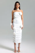 Flowering Girl Women Doro Flower Pleated Strapless Dress