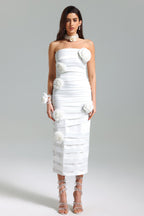 Flowering Girl Women Doro Flower Pleated Strapless Dress