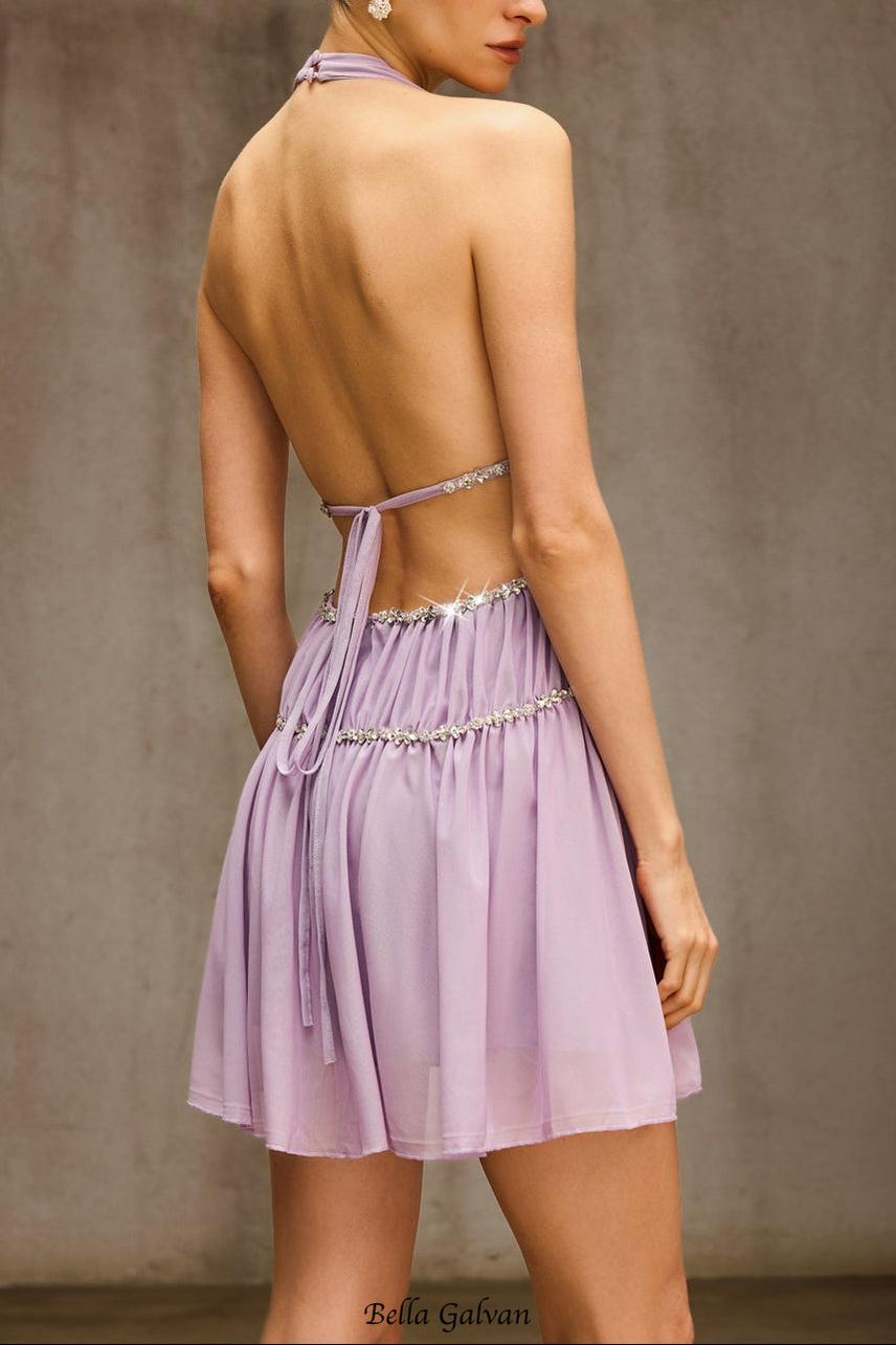 Flowering Girl Women Doutzen Halterneck Rhinestone Mini Dress