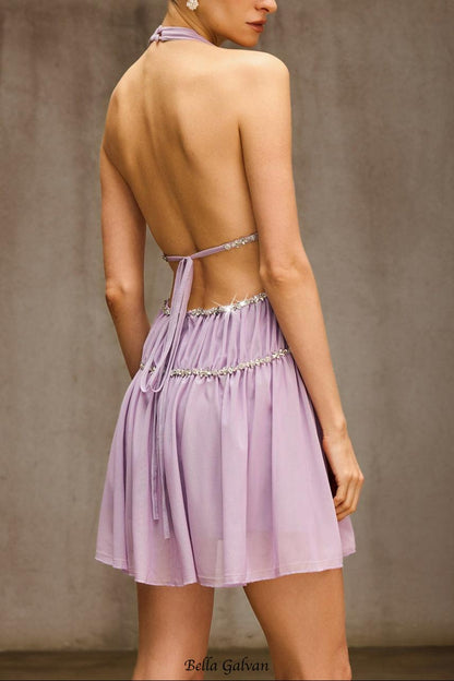 Doutzen Halterneck Rhinestone Mini Dress