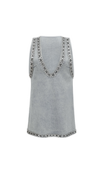 Flowering Girl Women Daphné blue crystal sleeveless denim mini dress