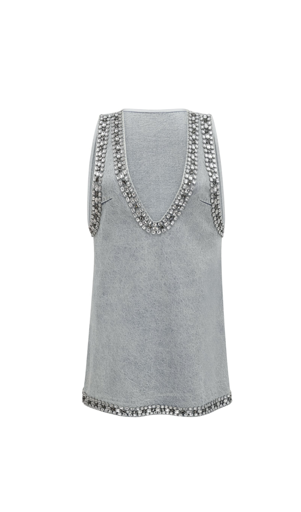 Flowering Girl Women Daphné blue crystal sleeveless denim mini dress