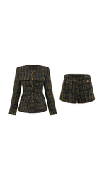 Flowering Girl Women Claudine black metallic tweed jacket & shorts matching set