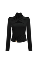 Flowering Girl Women Odette black ruched stretch-jersey top