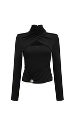 Flowering Girl Women Odette black ruched stretch-jersey top