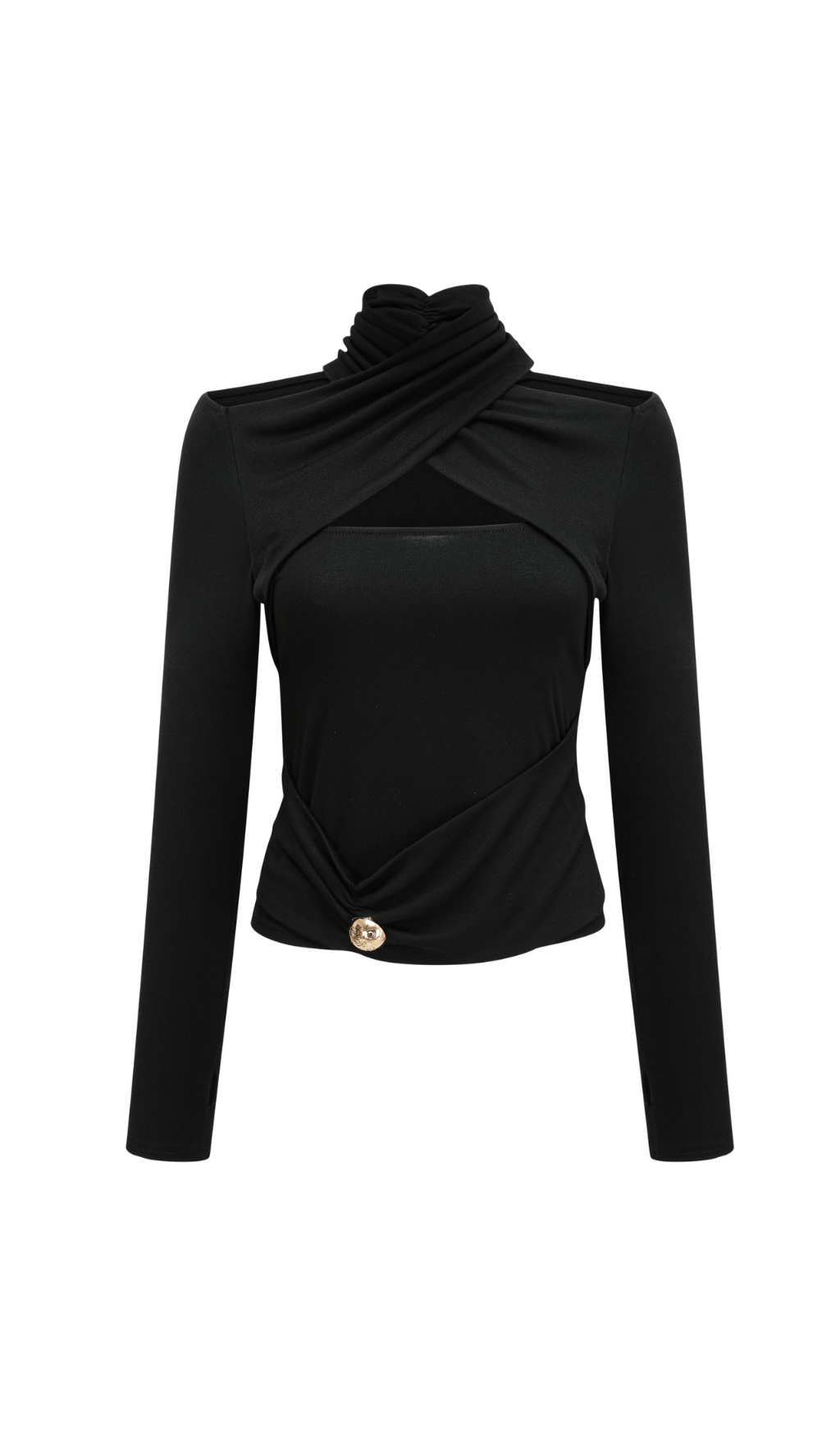 Flowering Girl Women Odette black ruched stretch-jersey top
