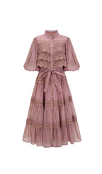 Flowering Girl Women Inès lace cut-out tiered midi dress