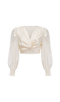 Flowering Girl Women Nouria white faux-flower twist cropped top