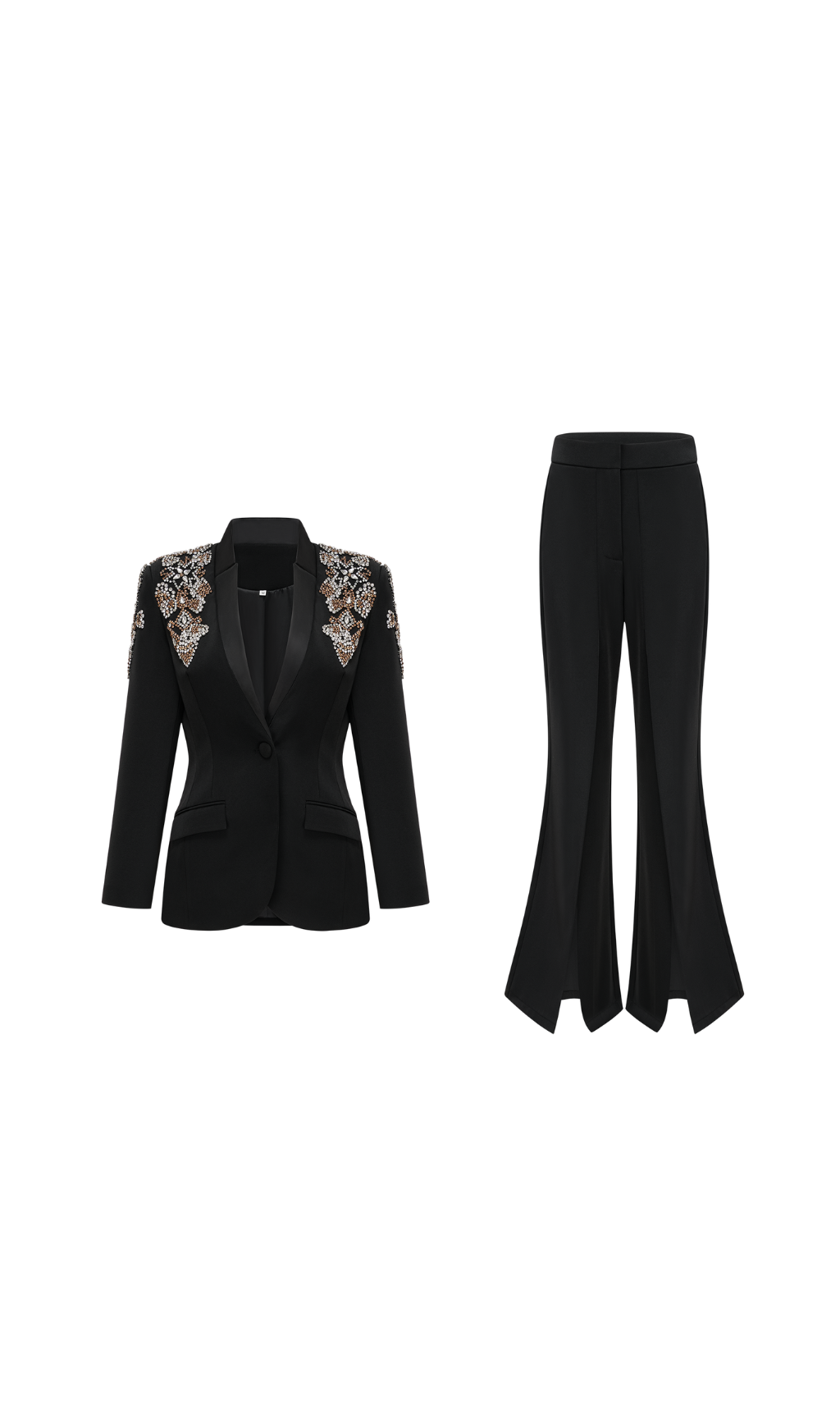 Flowering Girl Women Delphine black embellished jacket & trousers matching set