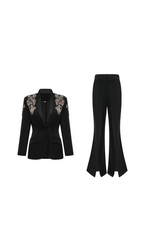 Flowering Girl Women Delphine black embellished jacket & trousers matching set