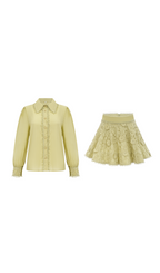Flowering Girl Women Hélène floral embroidered shirt & skirt matching set