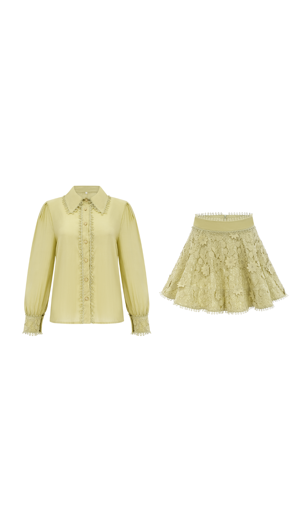 Flowering Girl Women Hélène floral embroidered shirt & skirt matching set