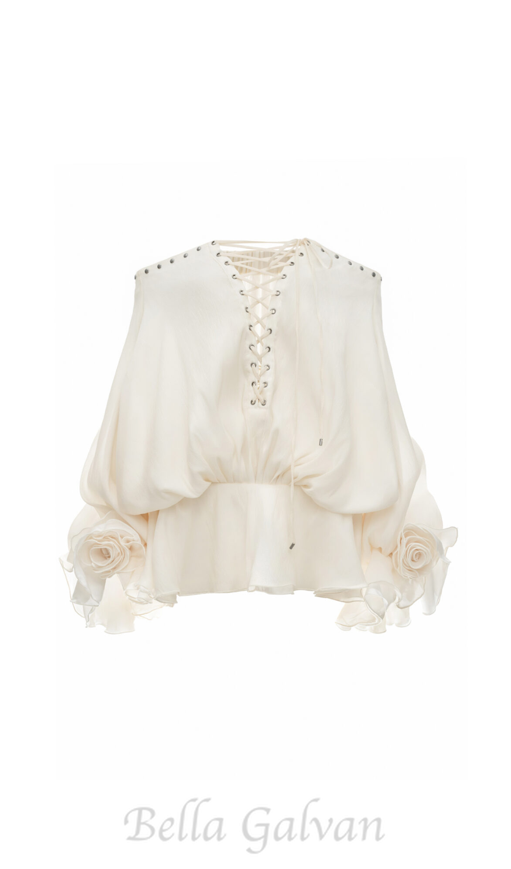 Flowering Girl Women off-shoulder flared sleeve mini shirt dress in white
