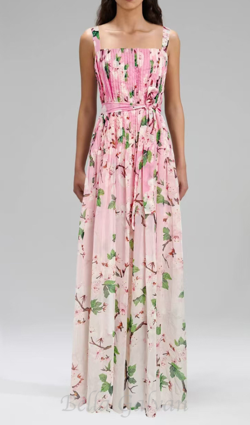 Flowering Girl Women xaviera pleated silk chiffon gown in pink