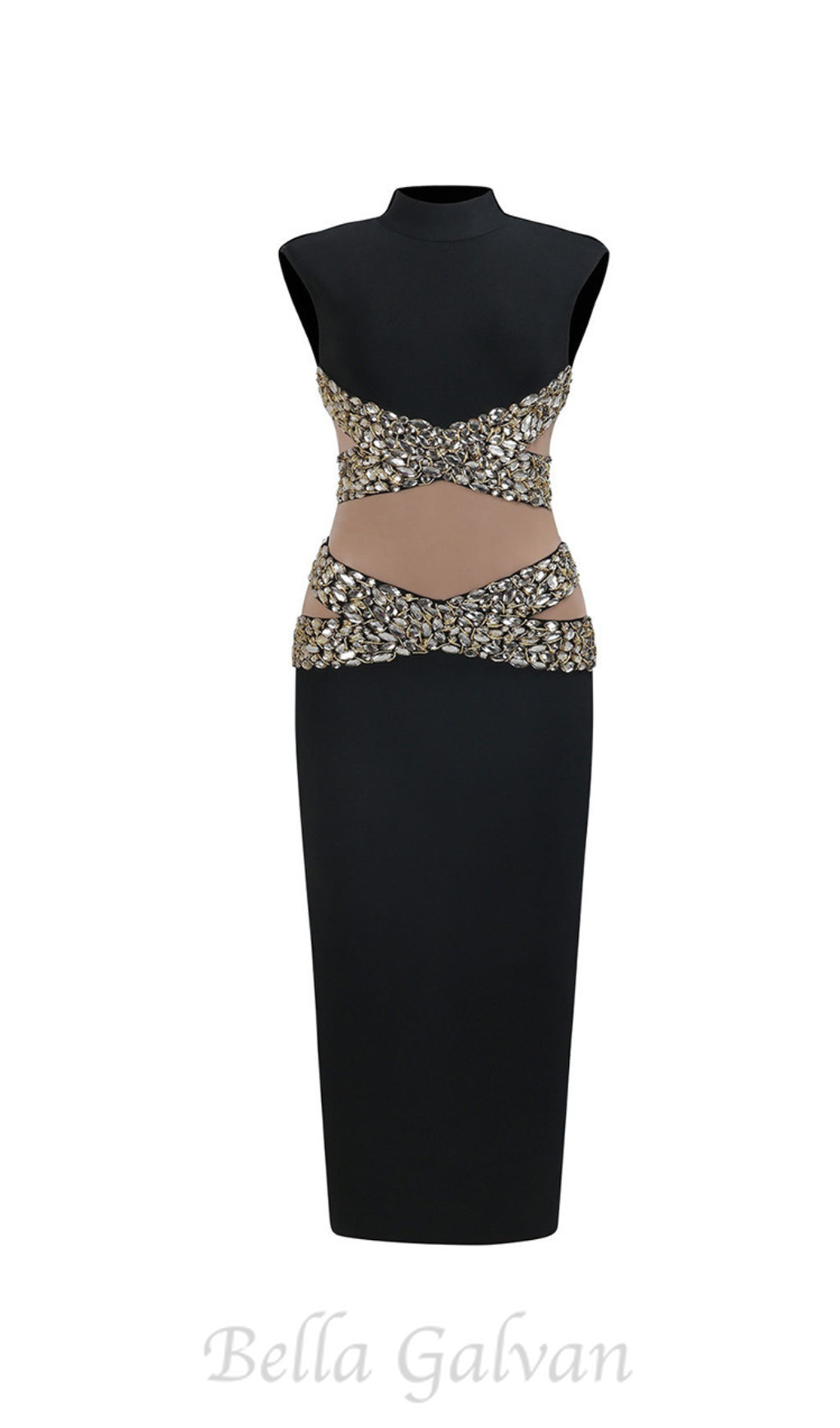 Flowering Girl Women Gold X Beads Embellished Black maxi Dress
