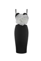Jacey Mesh Flower Bandage Midi Dress