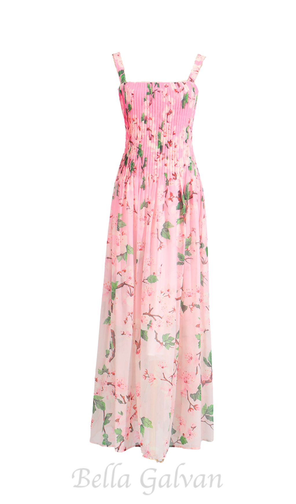 Flowering Girl Women xaviera pleated silk chiffon gown in pink