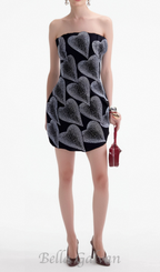 Flowering Girl Women crystal leaf embellished mini dress in black