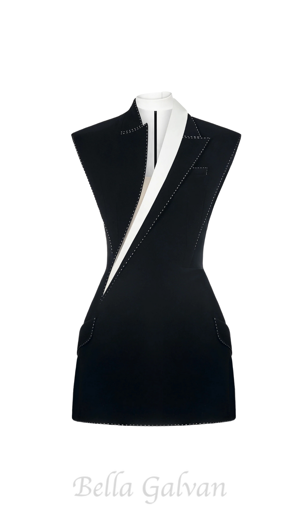 Flowering Girl Women Shoulder Pad Black mini Dress