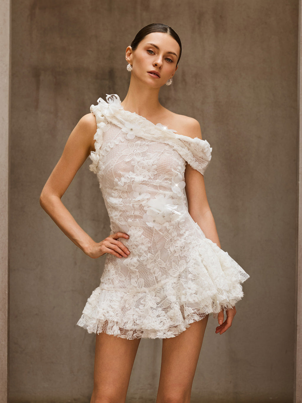 Flowering Girl Women Durriyah One Shoulder Flower Mini Dress