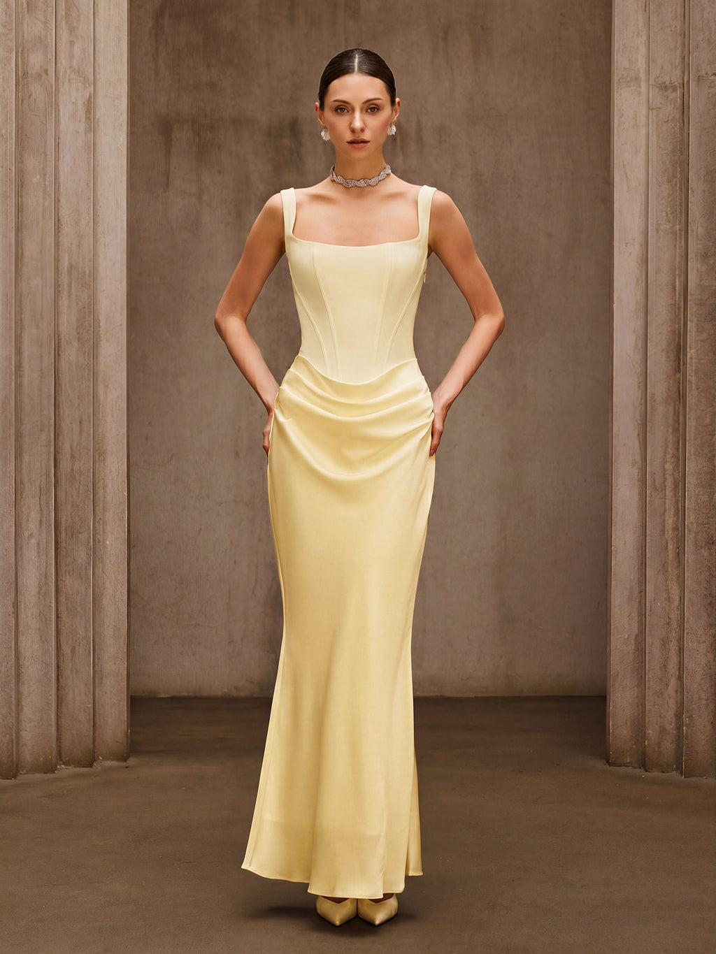 Flowering Girl Women Duyen Sleeveless Corset Maxi Dress In Beige