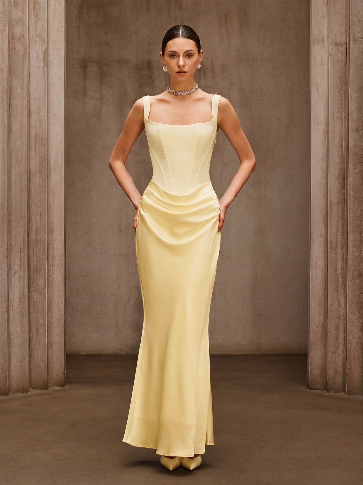 Flowering Girl Women Duyen Sleeveless Corset Maxi Dress In Beige