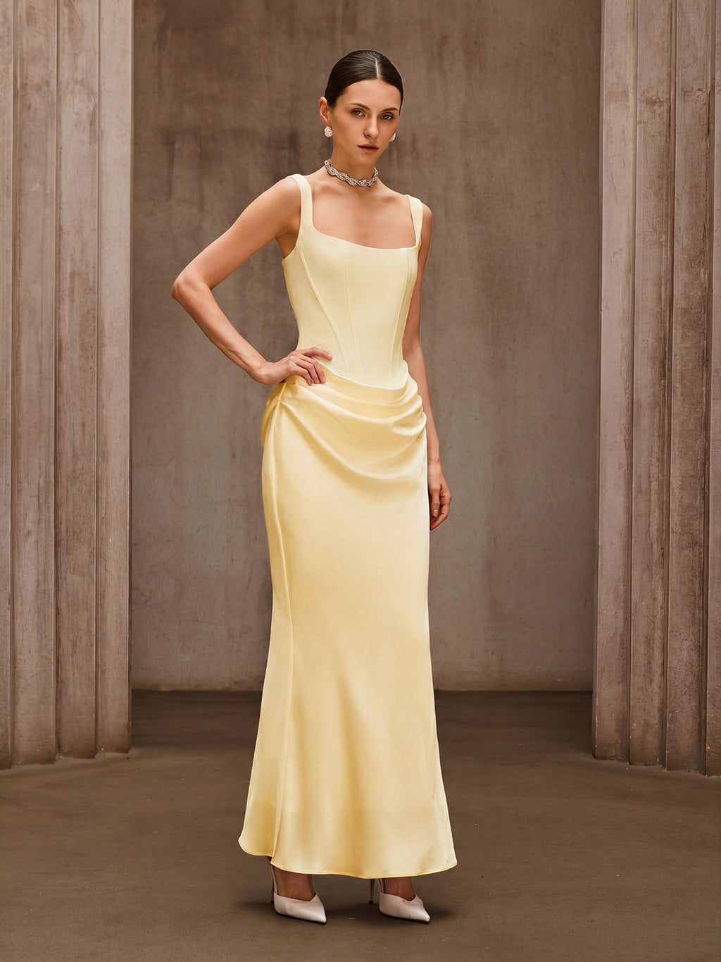 Flowering Girl Women Duyen Sleeveless Corset Maxi Dress In Beige