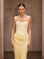 Flowering Girl Women Duyen Sleeveless Corset Maxi Dress In Beige