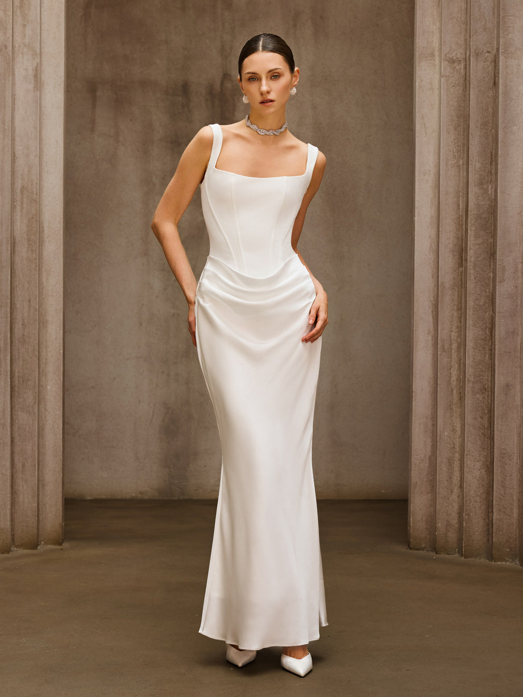 Flowering Girl Women Duyen Sleeveless Corset Maxi Dress In White