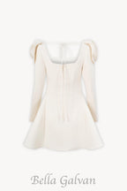 Flowering Girl Women flower square neckline mini dress in apricot