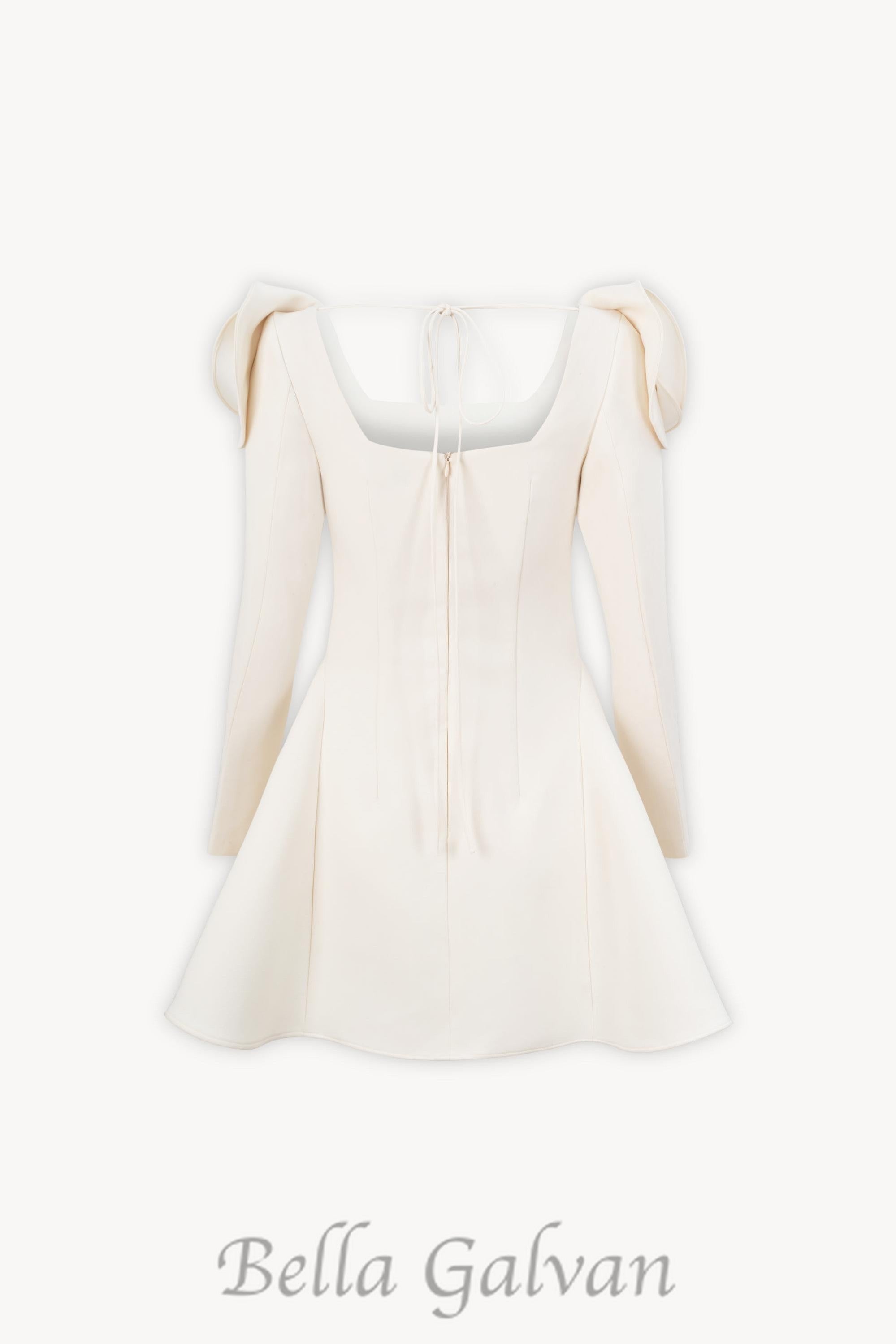 Flowering Girl Women flower square neckline mini dress in apricot