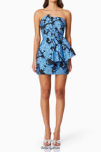 Flowering Girl Women Kayla Jacquard Strapless Mini Dress In Blue