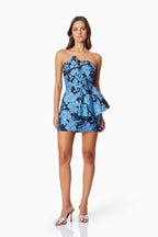 Flowering Girl Women Kayla Jacquard Strapless Mini Dress In Blue