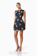Flowering Girl Women Maiara Diamante Mini Dress In Black