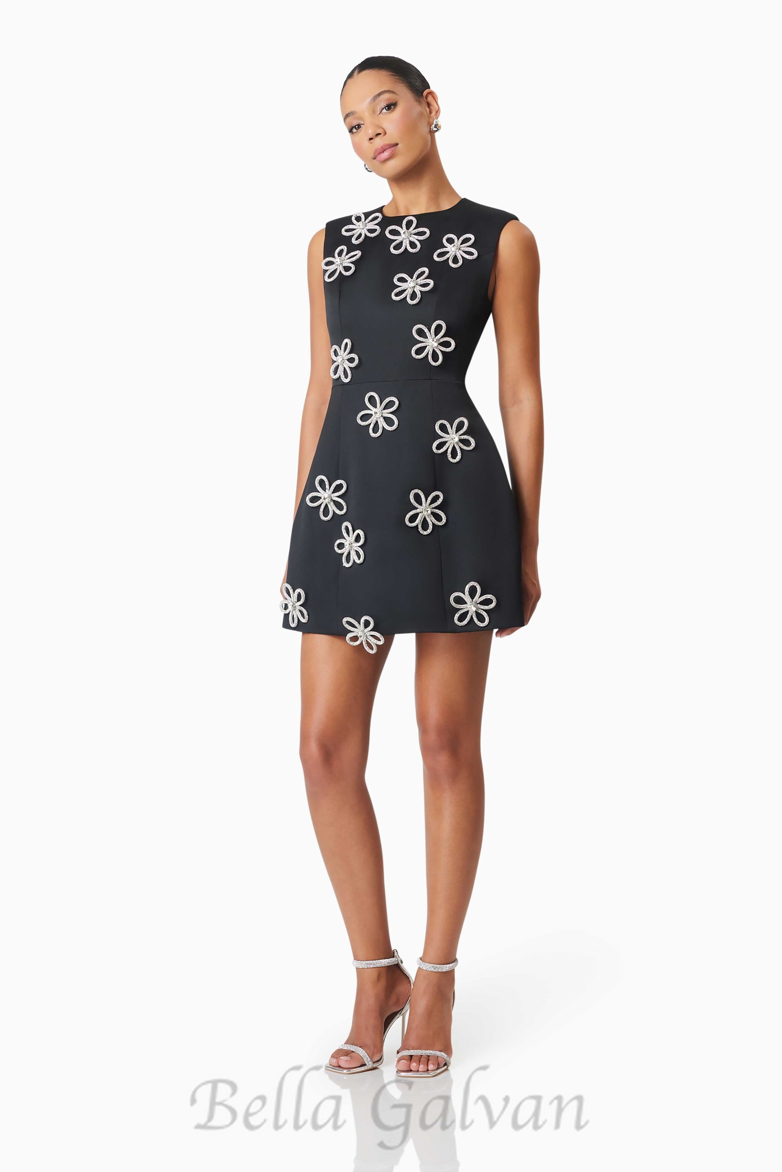 Flowering Girl Women Maiara Diamante Mini Dress In Black