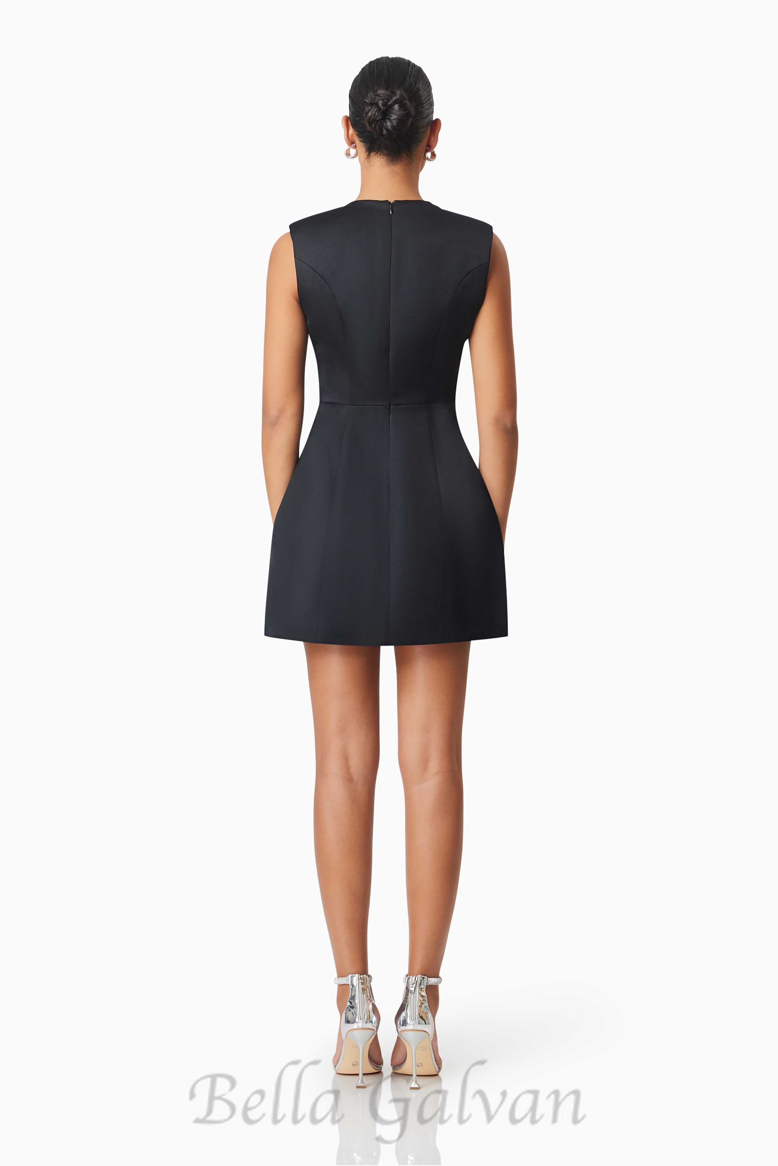 Flowering Girl Women Maiara Diamante Mini Dress In Black