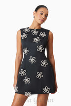 Flowering Girl Women Maiara Diamante Mini Dress In Black