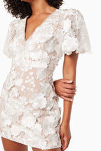 Zayla 3D Floral Mini Dress In White