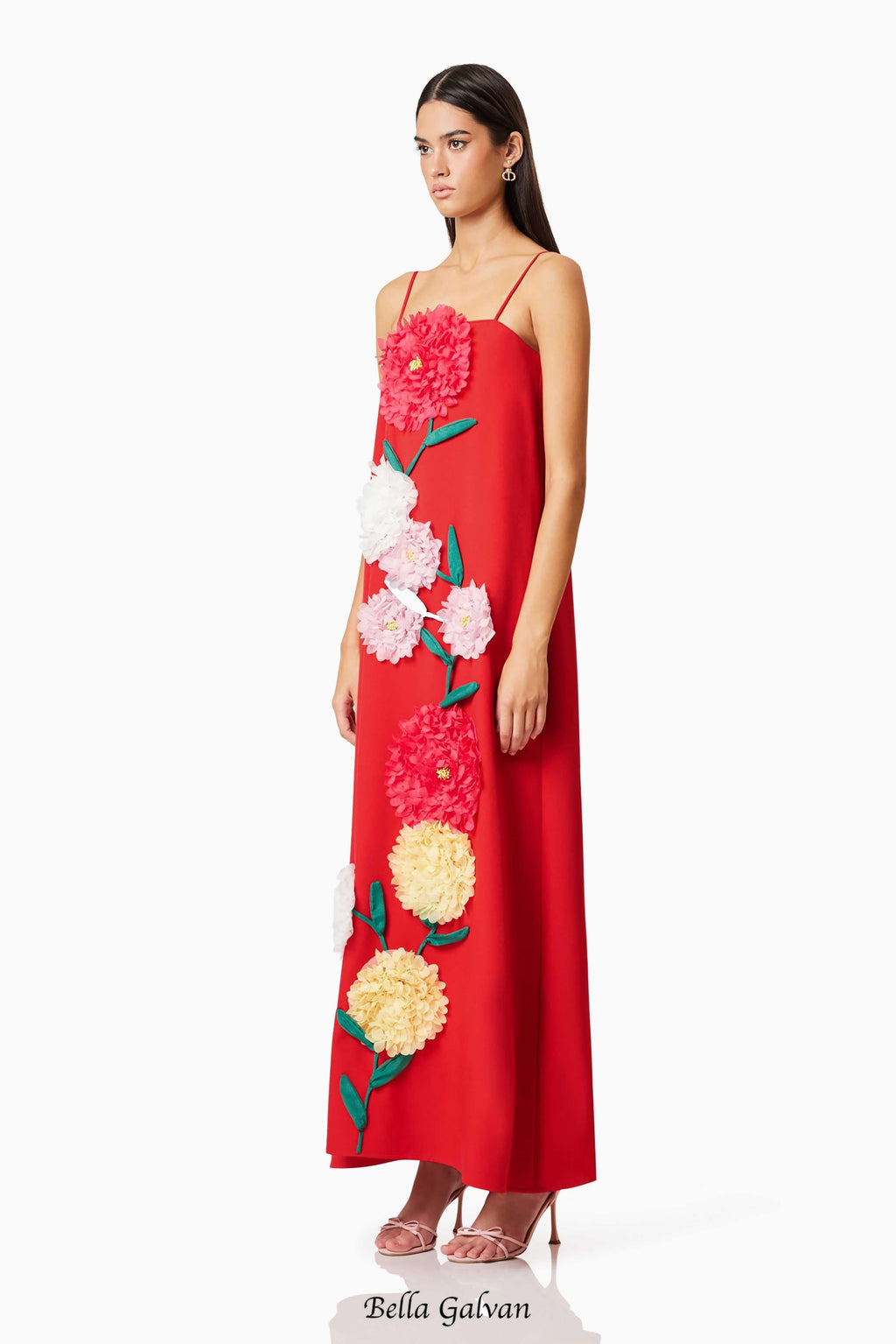 Flowering Girl Women judy Buttercup Embroidered Maxi Dress In Red
